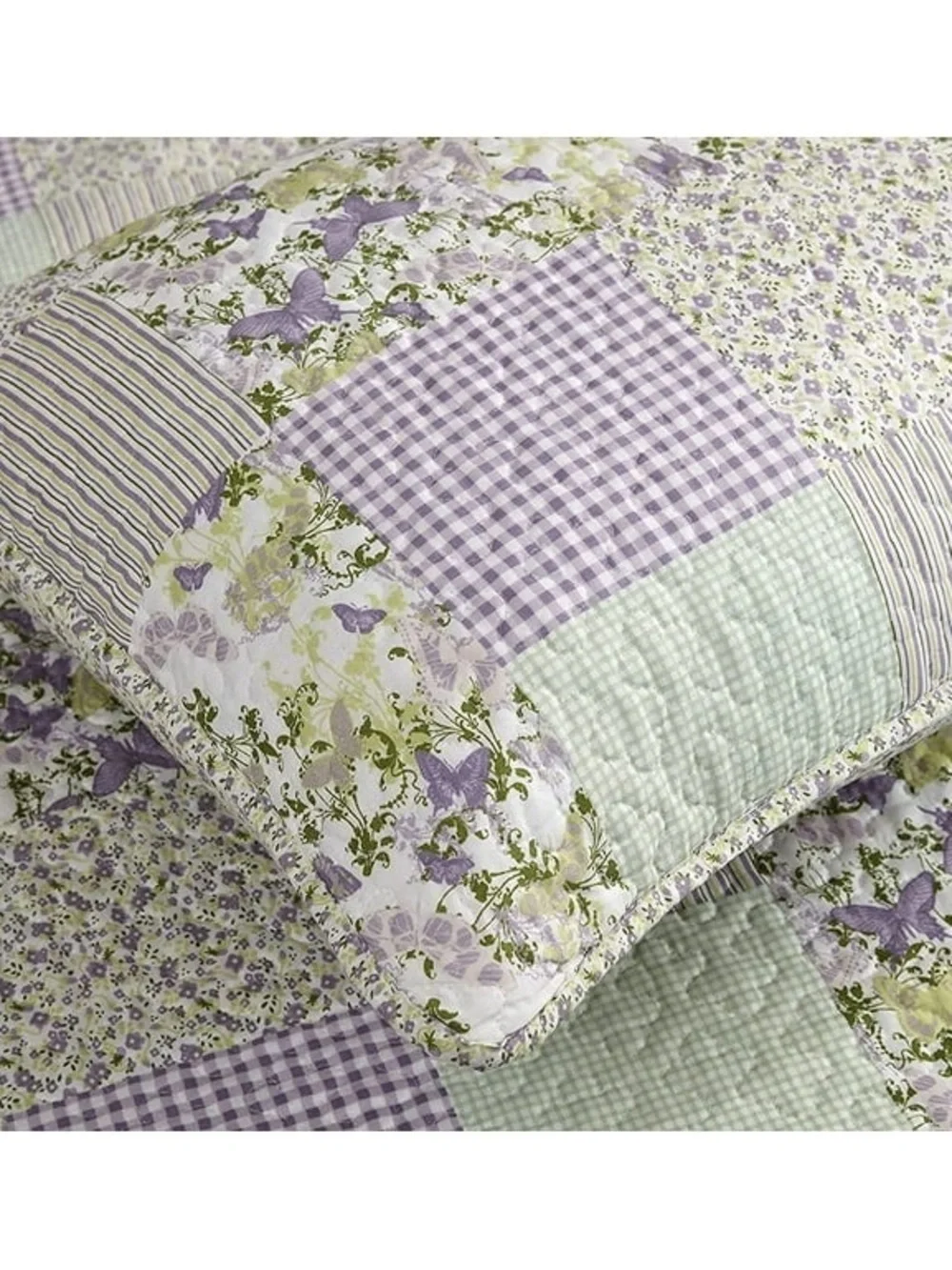 Floral Patchwork Full 3 piece Quilt Set - Lavender & Sage